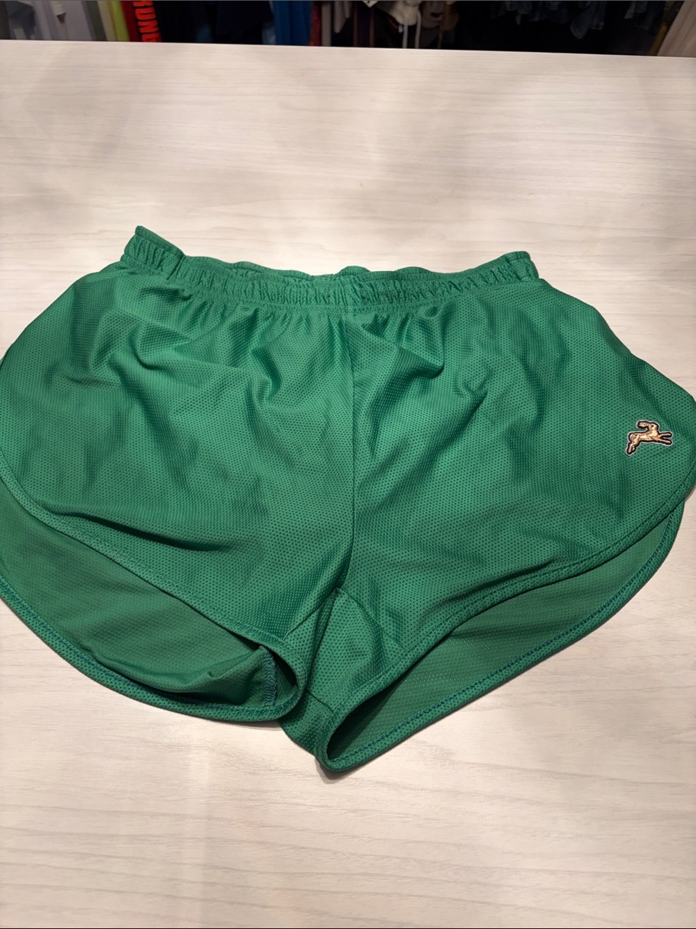 Tracksmith Van Cortlandt Green Mesh Running Shorts